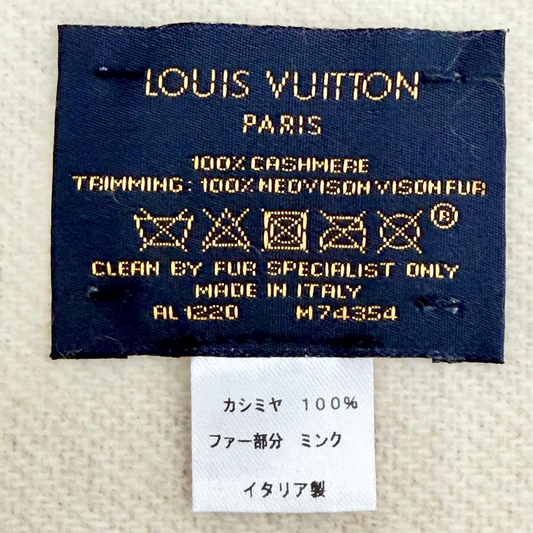 美品△LOUIS VUITTON ルイヴィトン M74354 エシャルプ コールド レイキャビック カシミヤ ミンクファー LVイニシャル マフラー 正規品