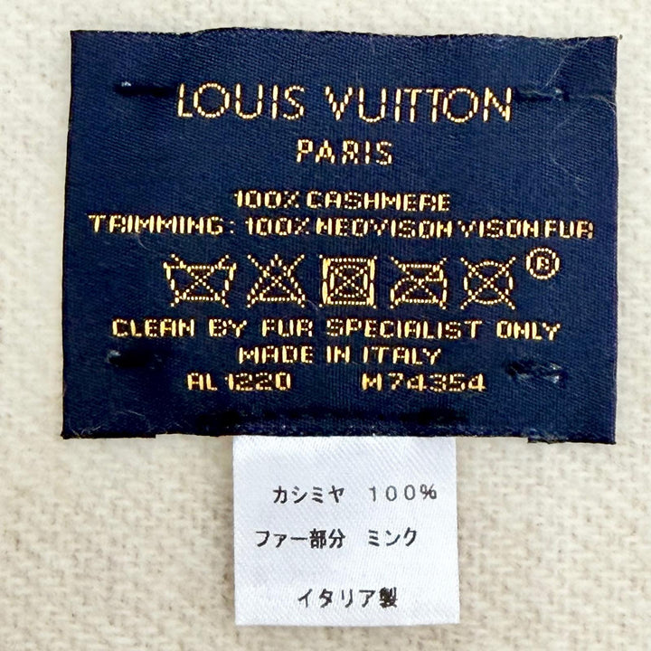 美品△LOUIS VUITTON ルイヴィトン M74354 エシャルプ コールド レイキャビック カシミヤ ミンクファー LVイニシャル マフラー 正規品