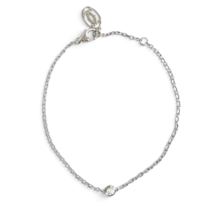 極美品△Cartier カルティエ B6037200 ダムール SM 1Pダイヤモンド 750(WG) ブレスレット ホワイトゴールド 重量2.28g レディース