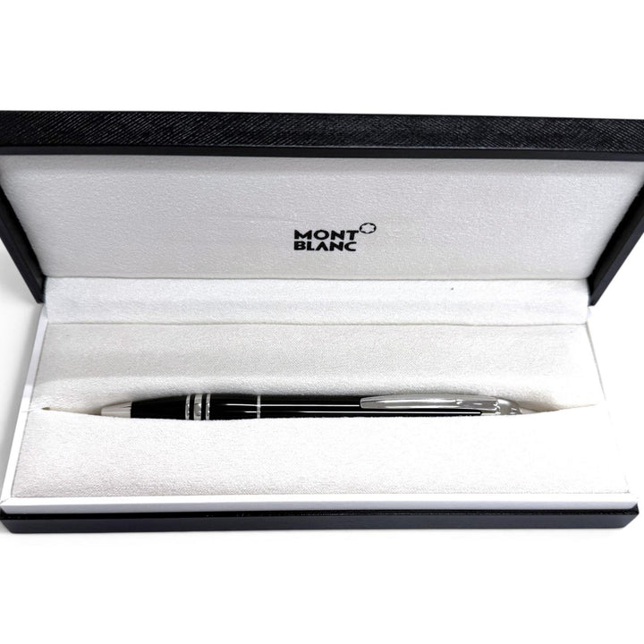極美品□MONTBLANC モンブラン スターウォーカー ホワイトスター ツイスト式 ボールペン ブラック シルバー ドイツ製 メンズ ケース付き