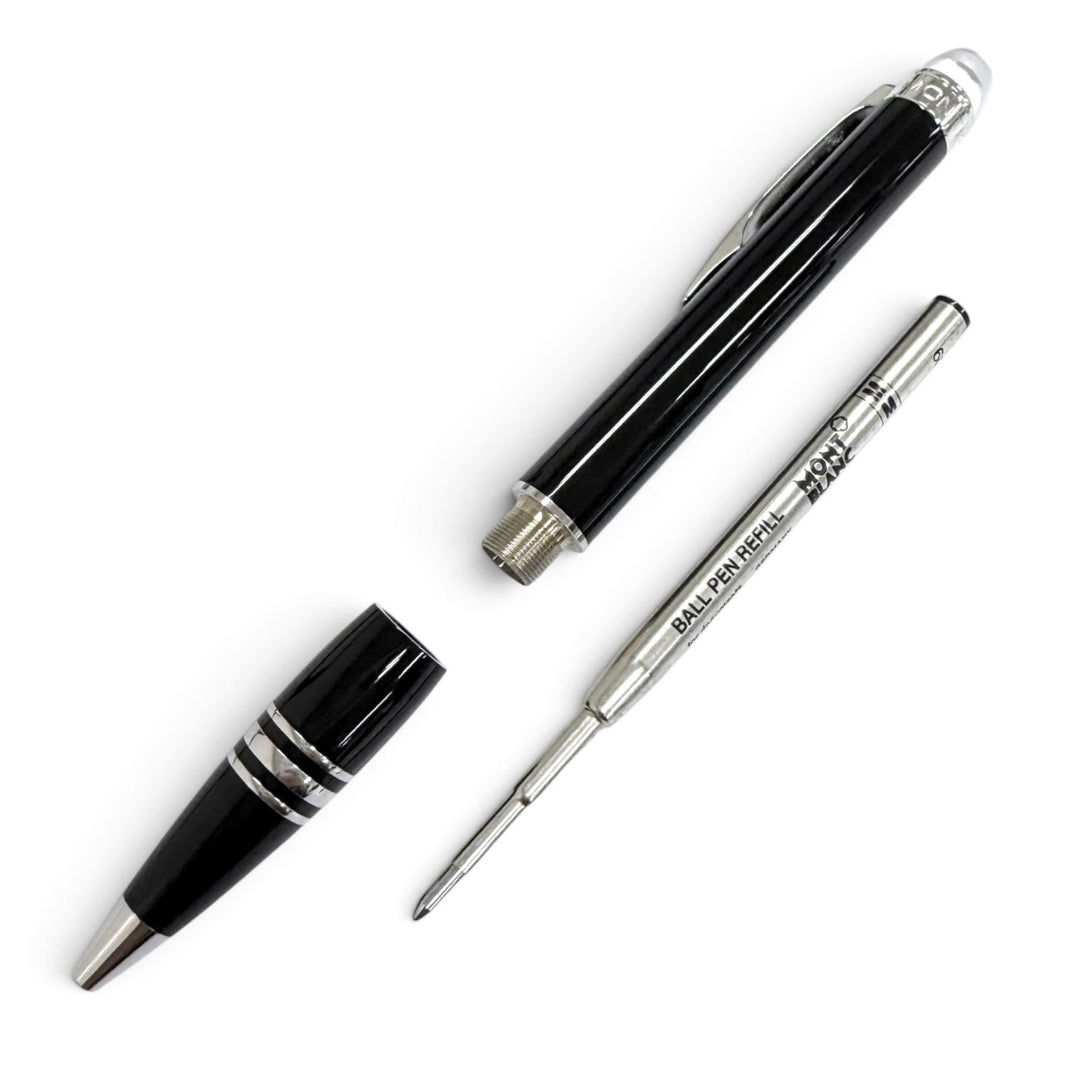 極美品□MONTBLANC モンブラン スターウォーカー ホワイトスター ツイスト式 ボールペン ブラック シルバー ドイツ製 メンズ ケース付き