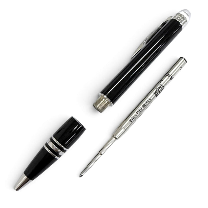 極美品□MONTBLANC モンブラン スターウォーカー ホワイトスター ツイスト式 ボールペン ブラック シルバー ドイツ製 メンズ ケース付き