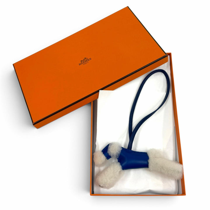 未使用品★HERMES エルメス バディチャーム アニョーミロ ブルーフランス/ブルサフィール/ホワイト バッグチャーム U刻印 仏製 箱付き