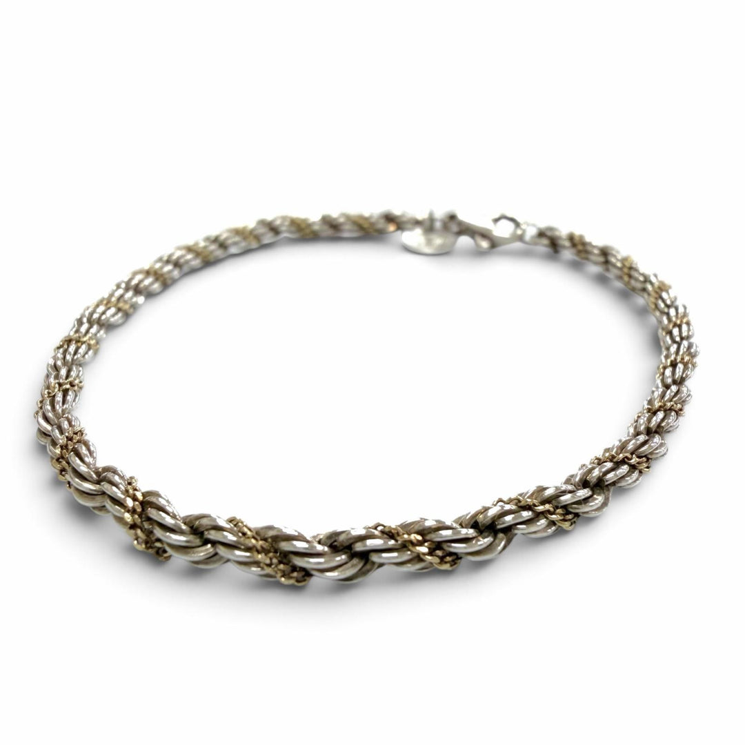 美品▼TIFFANY&amp;Co. ティファニー 925 750 K18 ツイストチェーン ブレスレット シルバー ゴールド 重量6.05g メンズ レディース