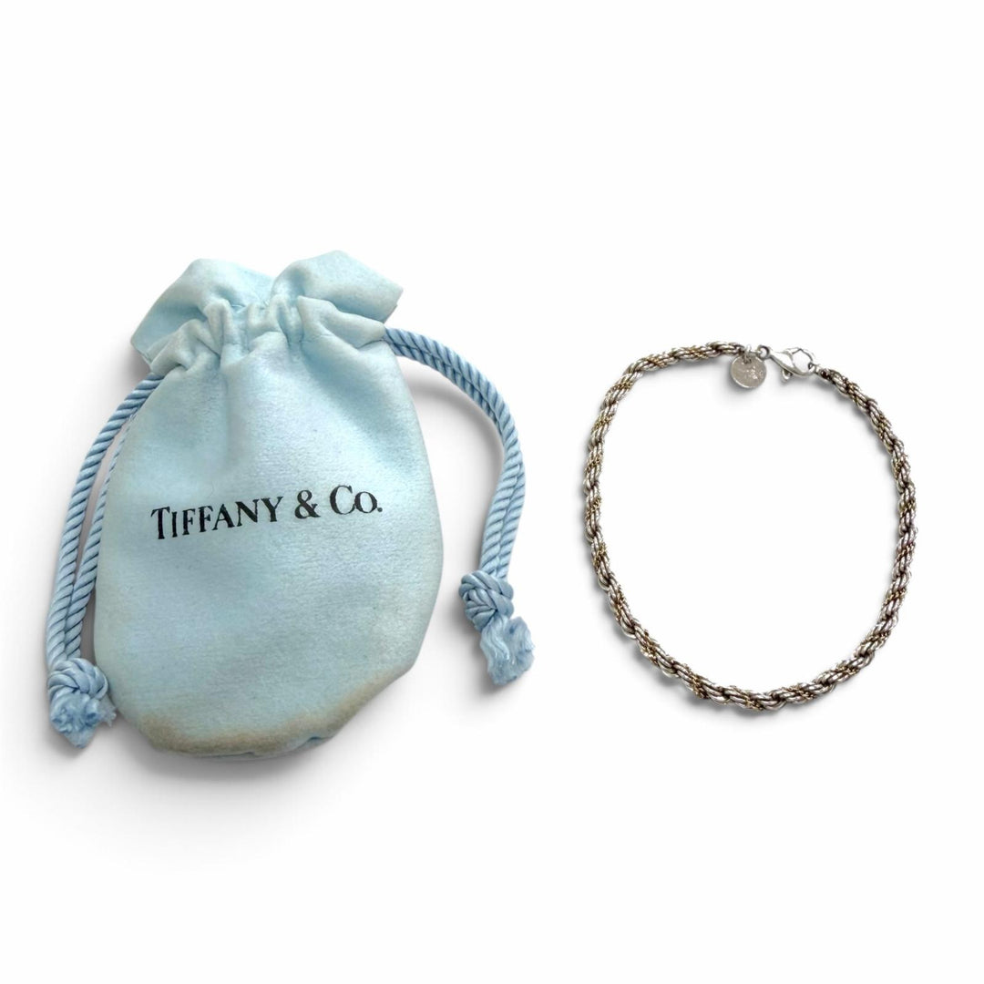 美品▼TIFFANY&amp;Co. ティファニー 925 750 K18 ツイストチェーン ブレスレット シルバー ゴールド 重量6.05g メンズ レディース