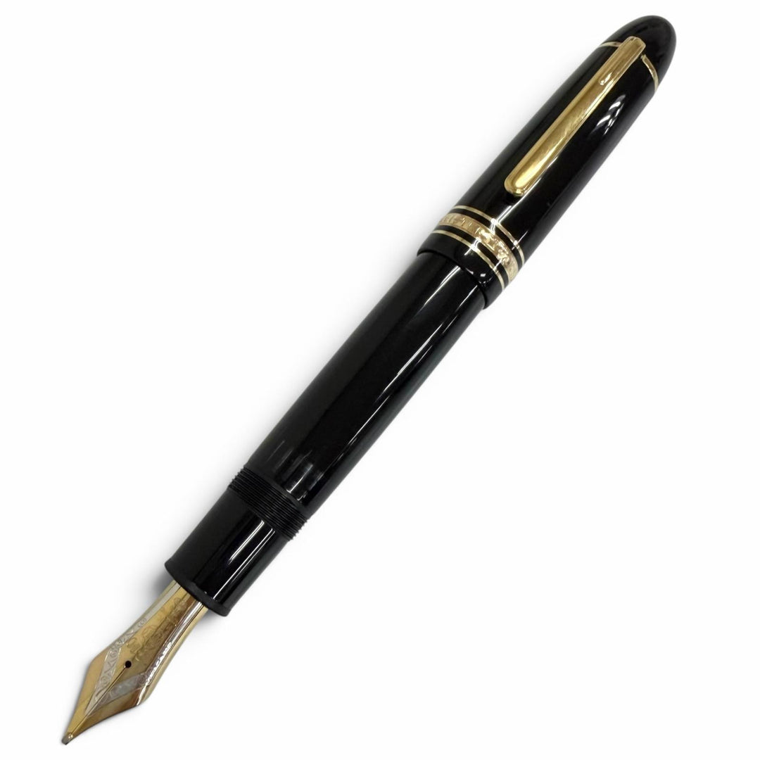 美品□MONTBLANC モンブラン マイスターシュテュック 149 ペン先18K Bニブ キャップ式 万年筆 ブラック ゴールド ドイツ製 メンズ