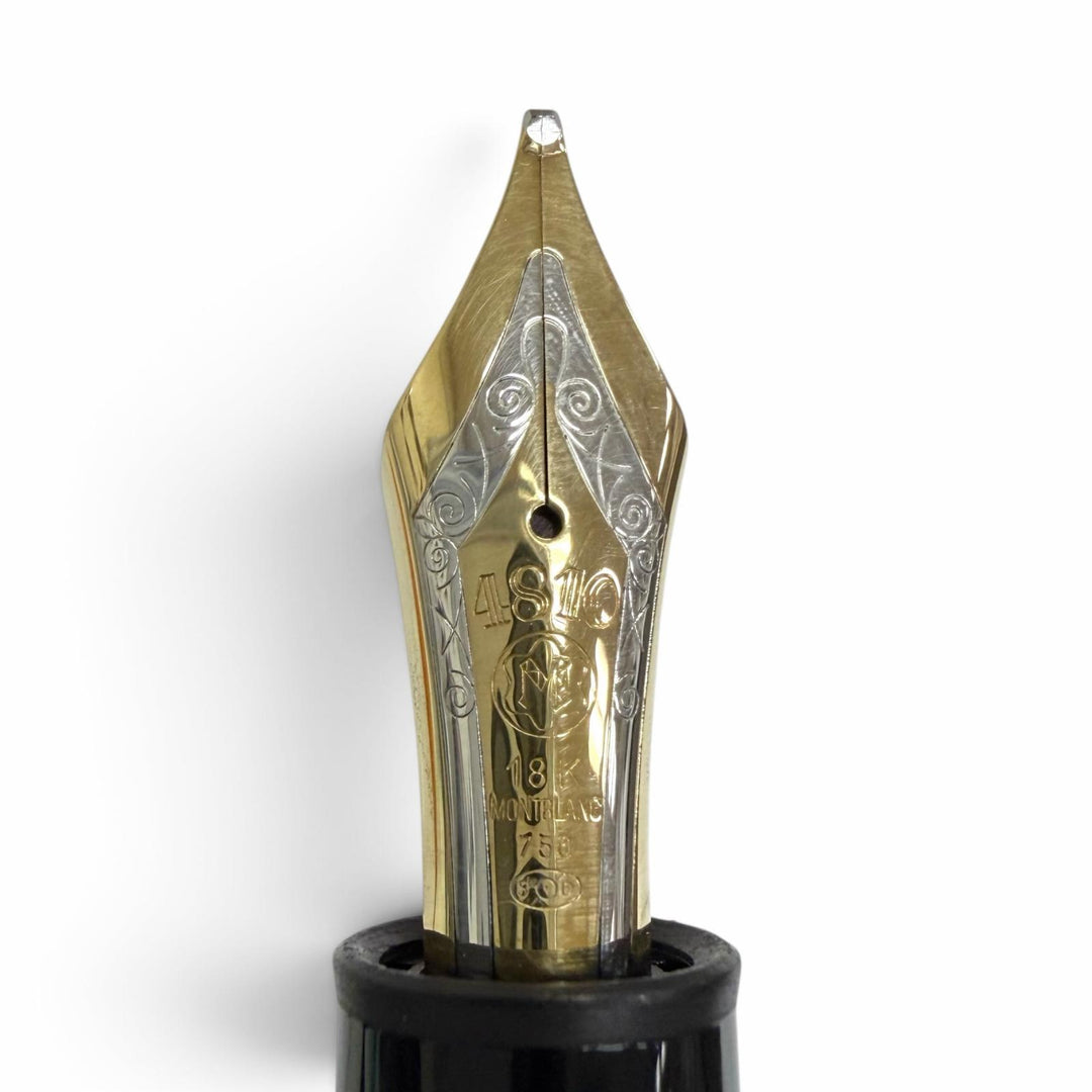 美品□MONTBLANC モンブラン マイスターシュテュック 149 ペン先18K Bニブ キャップ式 万年筆 ブラック ゴールド ドイツ製 メンズ