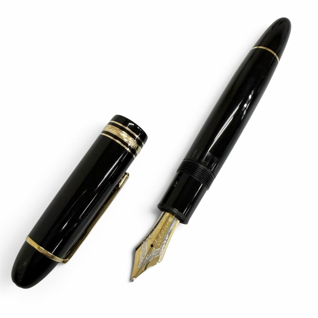 美品□MONTBLANC モンブラン マイスターシュテュック 149 ペン先18K Bニブ キャップ式 万年筆 ブラック ゴールド ドイツ製 メンズ