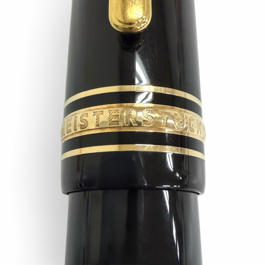 美品□MONTBLANC モンブラン マイスターシュテュック 149 ペン先18K Bニブ キャップ式 万年筆 ブラック ゴールド ドイツ製 メンズ