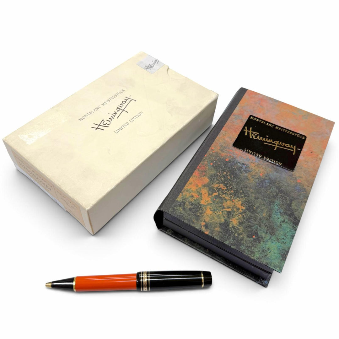 美品▼MONTBLANC モンブラン 作家シリーズ1992 ヘミングウェイ 30000本限定 ホワイトスター ツイスト式 ボールペン オレンジ 筆記確認済