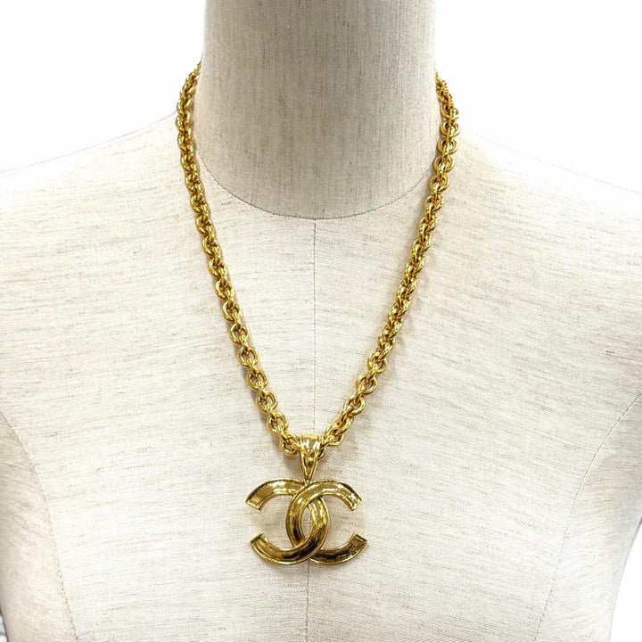美品★CHANEL シャネル ヴィンテージ 94P ココマーク チェーン ネックレス ペンダント アクセサリー ゴールド フランス製 レディース