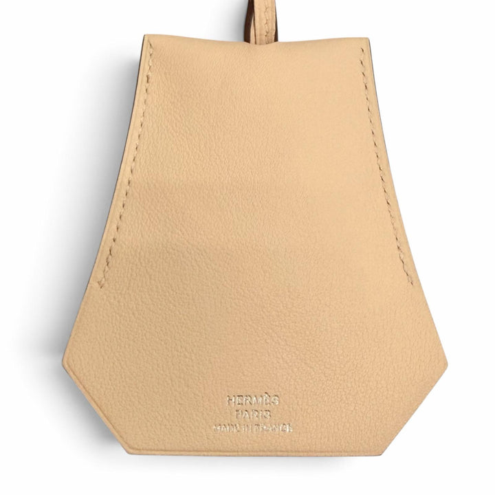 極美品△HERMES エルメス ローズエグランタイン シルバー金具 クロシェット レザー ペンダント ネックレス T刻印 仏製 箱・保存袋付き
