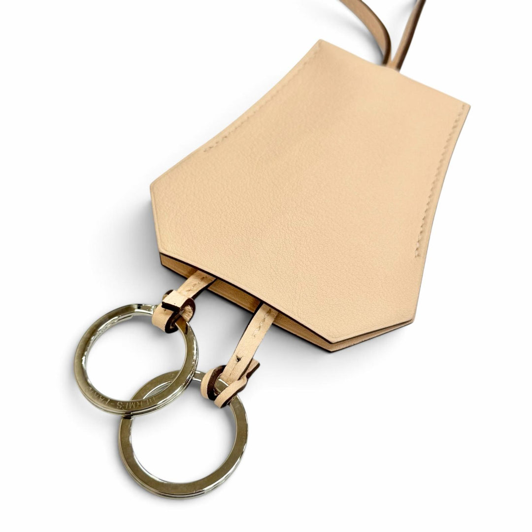 極美品△HERMES エルメス ローズエグランタイン シルバー金具 クロシェット レザー ペンダント ネックレス T刻印 仏製 箱・保存袋付き
