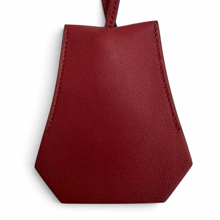 極美品△HERMES エルメス レザー シルバー金具 クロシェット ネックレス ペンダント アクセサリー ボルドー X刻印 フランス製 レディース