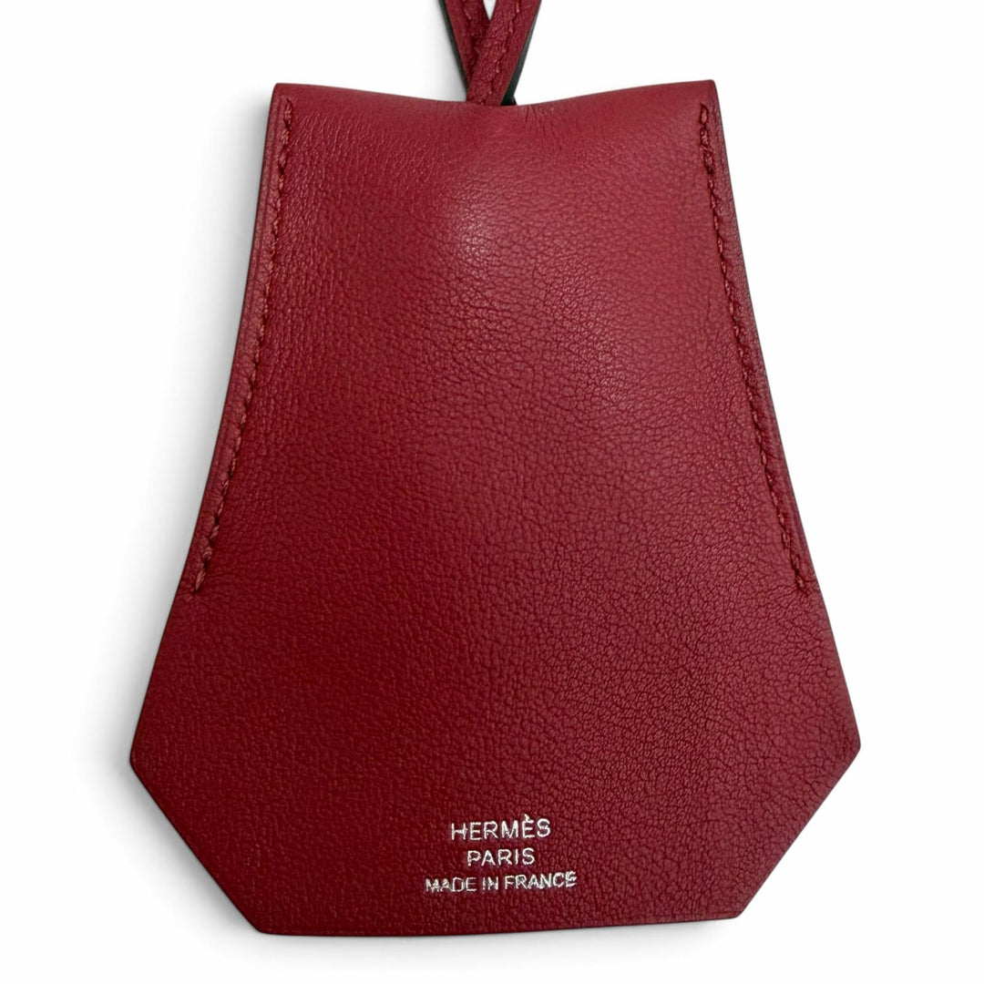 極美品△HERMES エルメス レザー シルバー金具 クロシェット ネックレス ペンダント アクセサリー ボルドー X刻印 フランス製 レディース