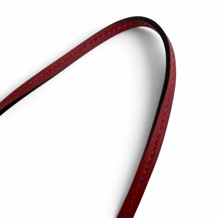極美品△HERMES エルメス レザー シルバー金具 クロシェット ネックレス ペンダント アクセサリー ボルドー X刻印 フランス製 レディース