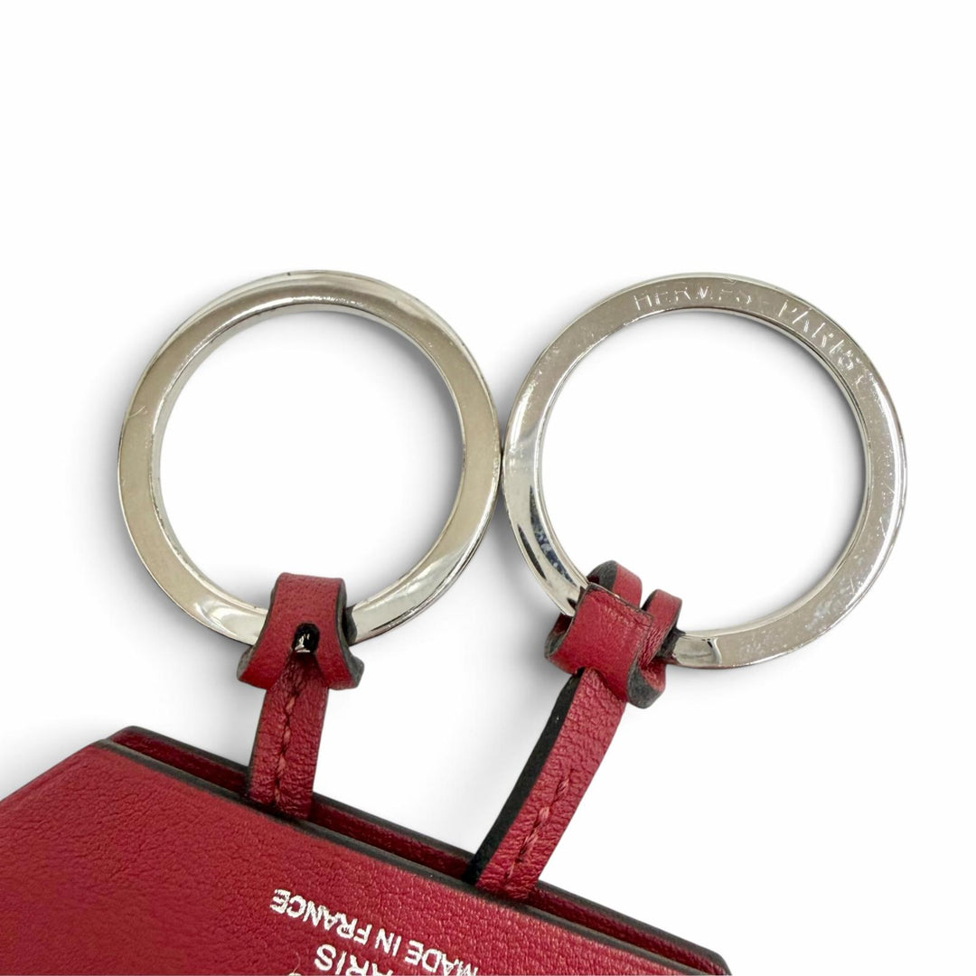 極美品△HERMES エルメス レザー シルバー金具 クロシェット ネックレス ペンダント アクセサリー ボルドー X刻印 フランス製 レディース