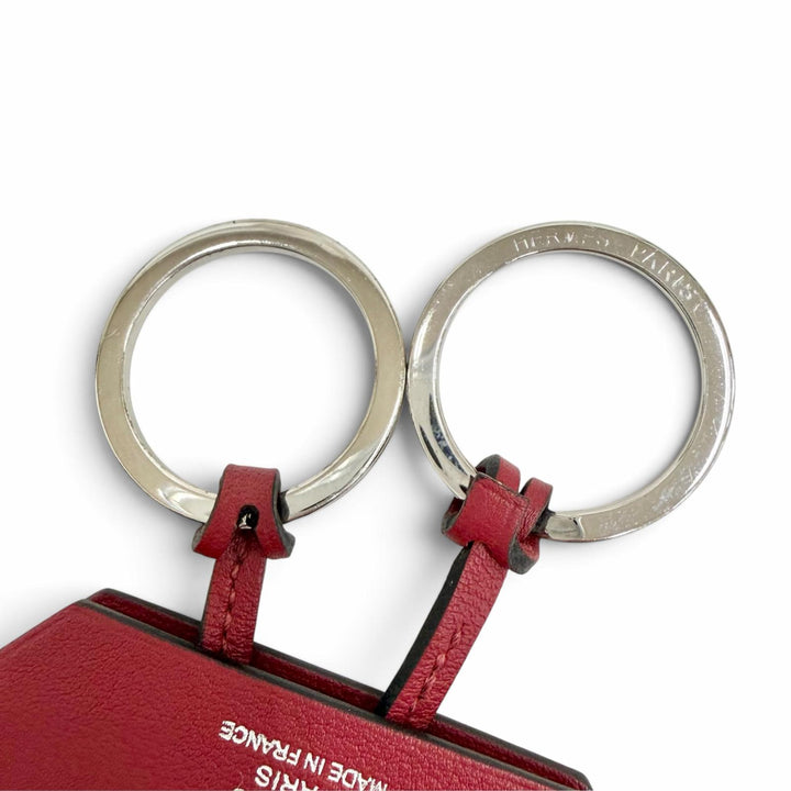 極美品△HERMES エルメス レザー シルバー金具 クロシェット ネックレス ペンダント アクセサリー ボルドー X刻印 フランス製 レディース