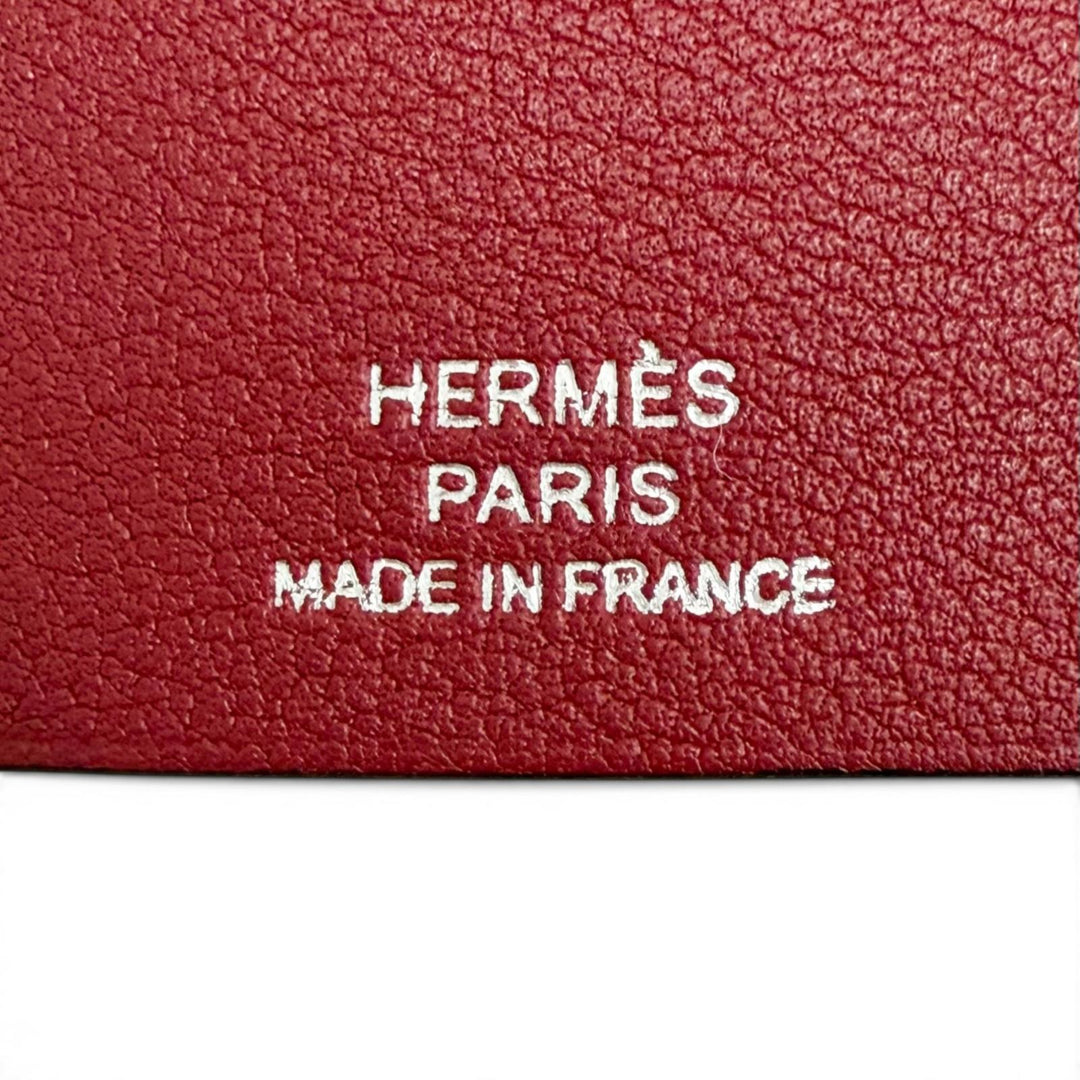極美品△HERMES エルメス レザー シルバー金具 クロシェット ネックレス ペンダント アクセサリー ボルドー X刻印 フランス製 レディース
