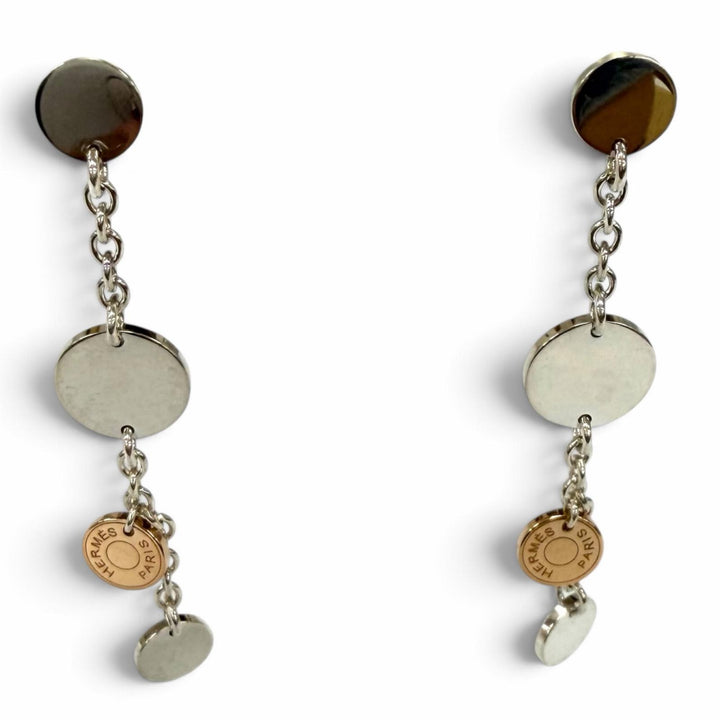 極美品★HERMES エルメス 925 AU750 コンフェッティ ピアス アクセサリー 両耳用 シルバー ローズゴールド フランス製 重量7.2g