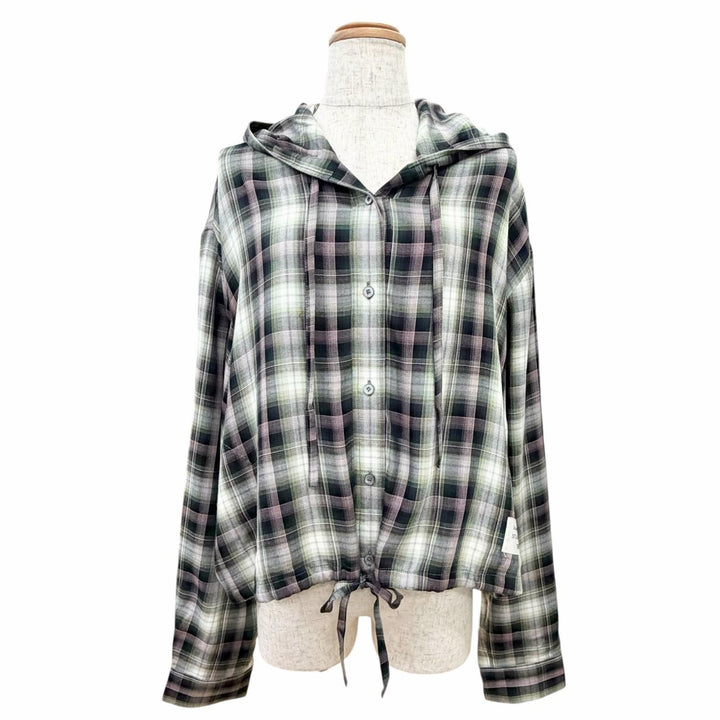 極美品△ACNE STUDIOS アクネストゥディオズ 25AW FN-WN-BLOU001157 チェック柄 ロゴタブ フード付 オーバーシャツ 長袖シャツ 34 正規品
