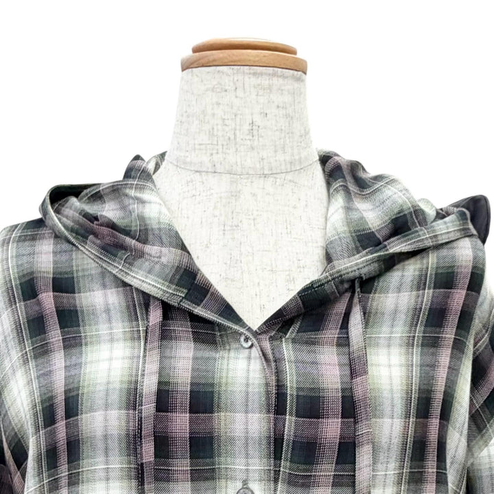 極美品△ACNE STUDIOS アクネストゥディオズ 25AW FN-WN-BLOU001157 チェック柄 ロゴタブ フード付 オーバーシャツ 長袖シャツ 34 正規品
