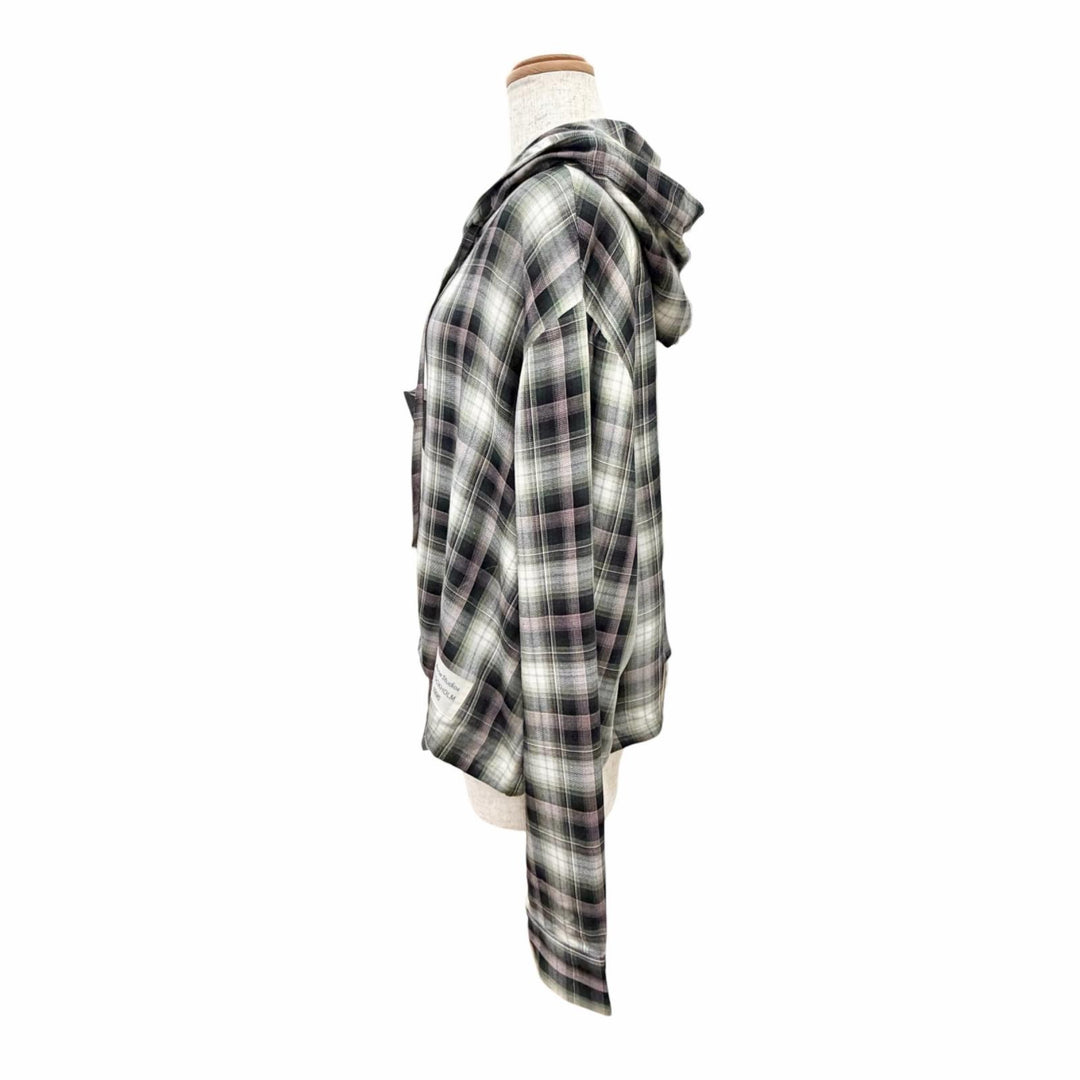 極美品△ACNE STUDIOS アクネストゥディオズ 25AW FN-WN-BLOU001157 チェック柄 ロゴタブ フード付 オーバーシャツ 長袖シャツ 34 正規品
