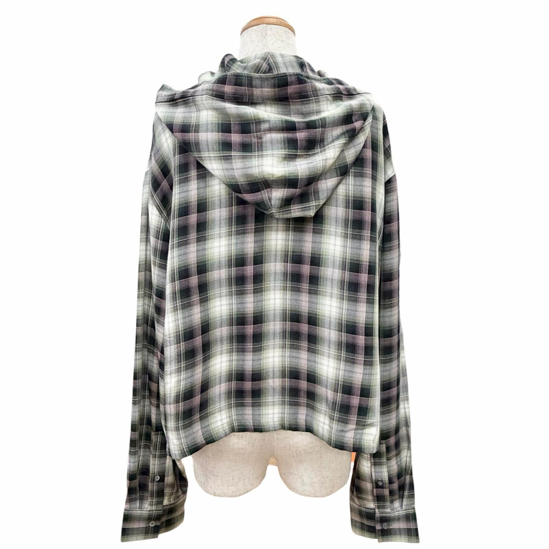 極美品△ACNE STUDIOS アクネストゥディオズ 25AW FN-WN-BLOU001157 チェック柄 ロゴタブ フード付 オーバーシャツ 長袖シャツ 34 正規品