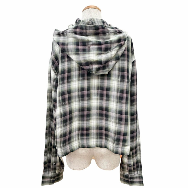極美品△ACNE STUDIOS アクネストゥディオズ 25AW FN-WN-BLOU001157 チェック柄 ロゴタブ フード付 オーバーシャツ 長袖シャツ 34 正規品