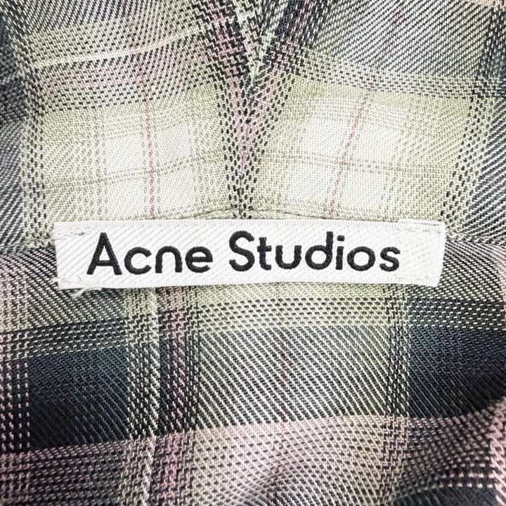 極美品△ACNE STUDIOS アクネストゥディオズ 25AW FN-WN-BLOU001157 チェック柄 ロゴタブ フード付 オーバーシャツ 長袖シャツ 34 正規品