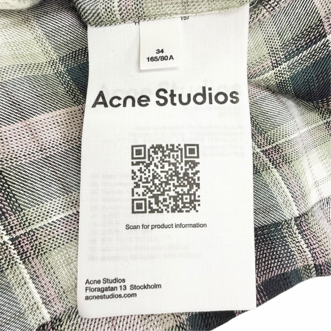 極美品△ACNE STUDIOS アクネストゥディオズ 25AW FN-WN-BLOU001157 チェック柄 ロゴタブ フード付 オーバーシャツ 長袖シャツ 34 正規品
