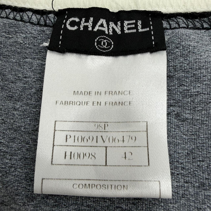 美品☆CHANEL シャネル ヴィンテージ 98P P10691 ココマーク刺繍 半袖Ｔシャツ トップス グレー 42 フランス製 レディース