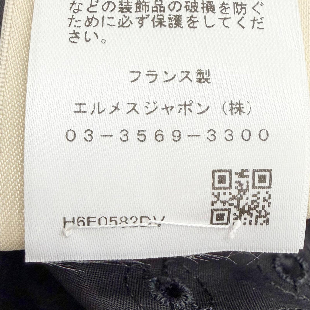 未使用△HERMES エルメス 26SS 6E0582DV Aux Champs Remix ドローストリング エンブロイダリー シャツワンピース 40 正規品 定価700700円