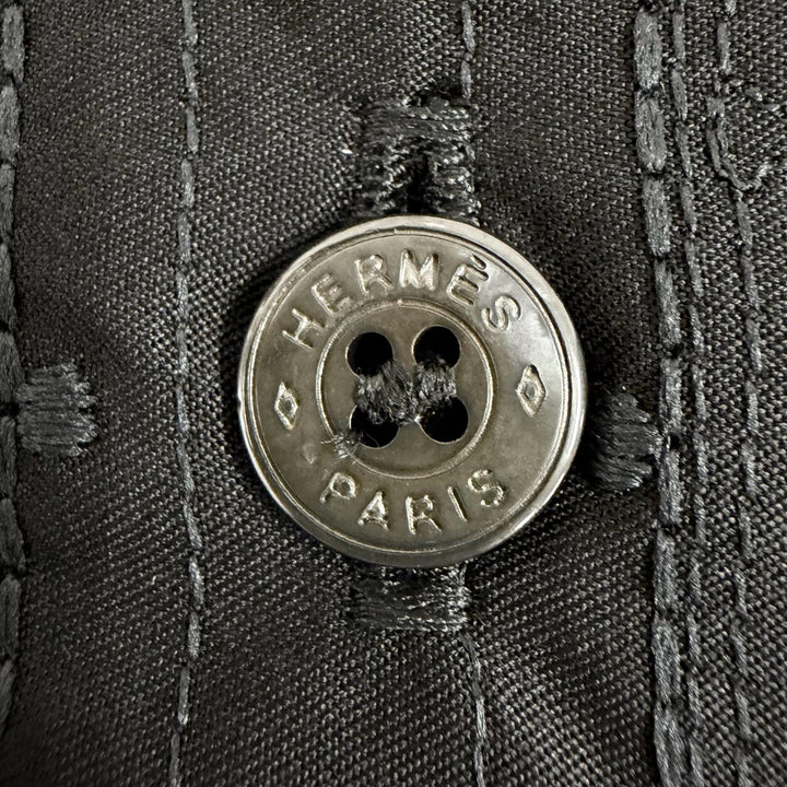 未使用△HERMES エルメス 26SS 6E0582DV Aux Champs Remix ドローストリング エンブロイダリー シャツワンピース 40 正規品 定価700700円