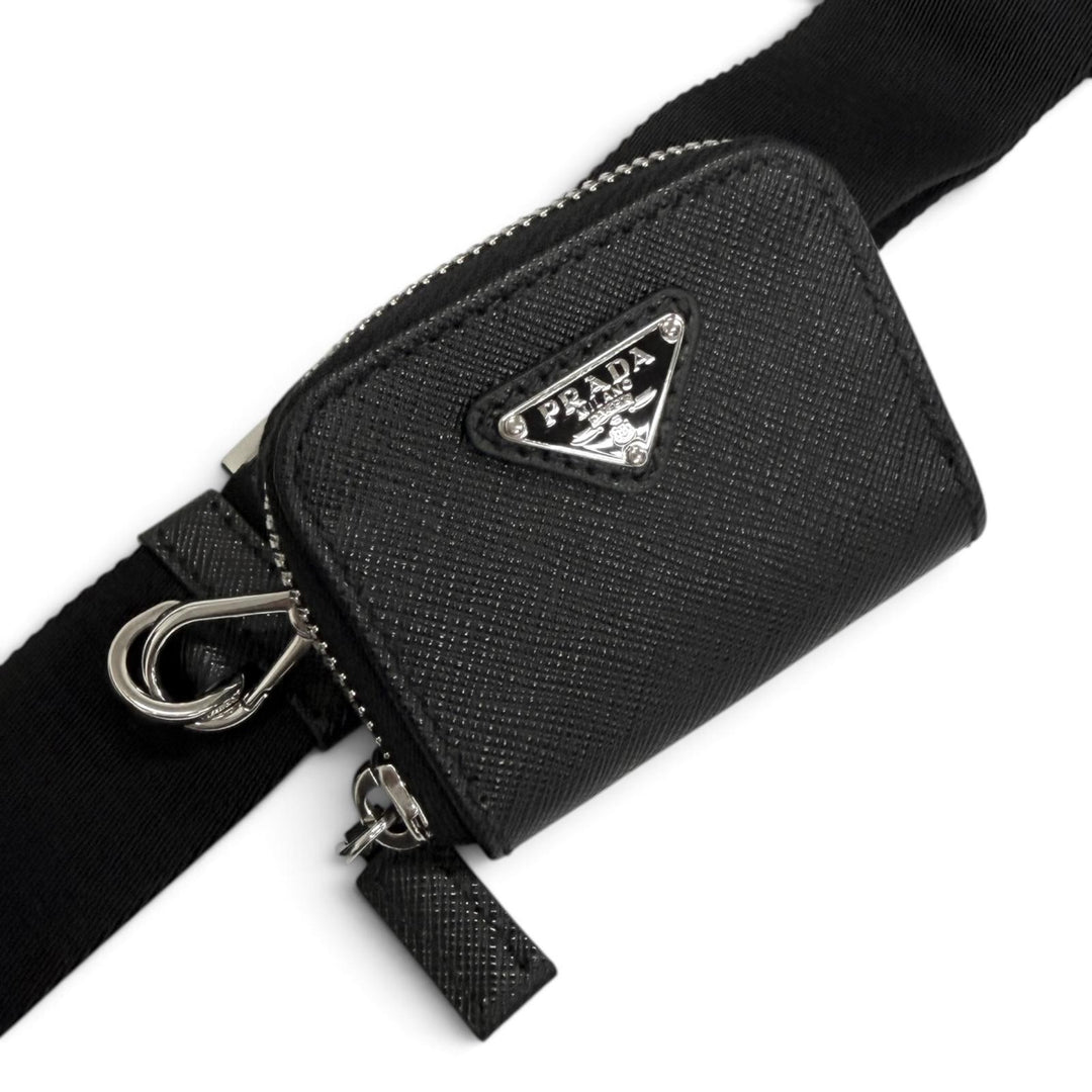 極美品□PRADA プラダ 2VH170 サフィアーノレザー トライアングルロゴ ショルダーバッグ ブラック イタリア製 メンズ 定価462000円