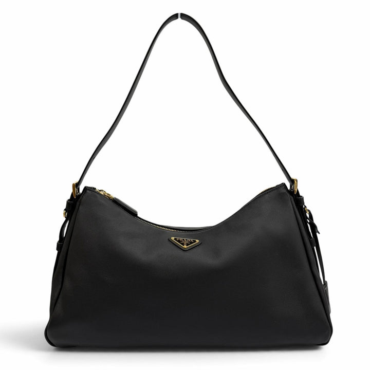 極美品★PRADA プラダ 1BC228 プラダ エメ ラージ ソフトグレインレザー ショルダーバッグ トライアングルロゴ 定価539000円 保存袋付き
