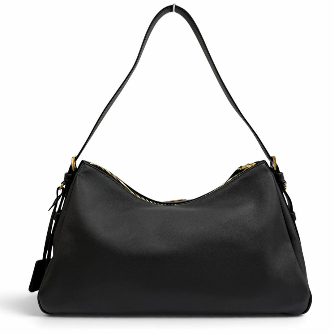 極美品★PRADA プラダ 1BC228 プラダ エメ ラージ ソフトグレインレザー ショルダーバッグ トライアングルロゴ 定価539000円 保存袋付き