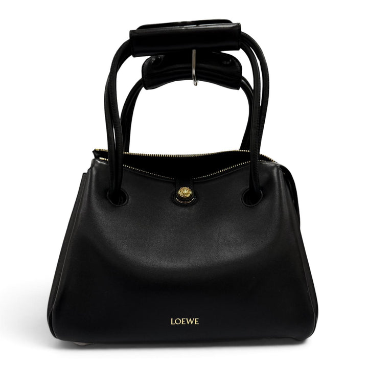 極美品☆LOEWE ロエベ AANBAB2X01 マドリードバッグ スモール サプルレザー 2WAY ハンドバッグ ブラック レディース 定価721600円 保袋付