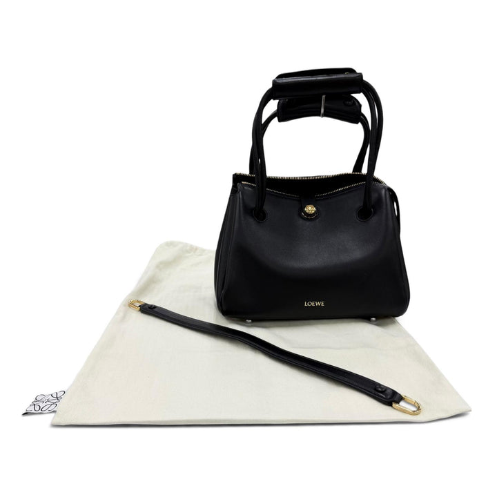 極美品☆LOEWE ロエベ AANBAB2X01 マドリードバッグ スモール サプルレザー 2WAY ハンドバッグ ブラック レディース 定価721600円 保袋付