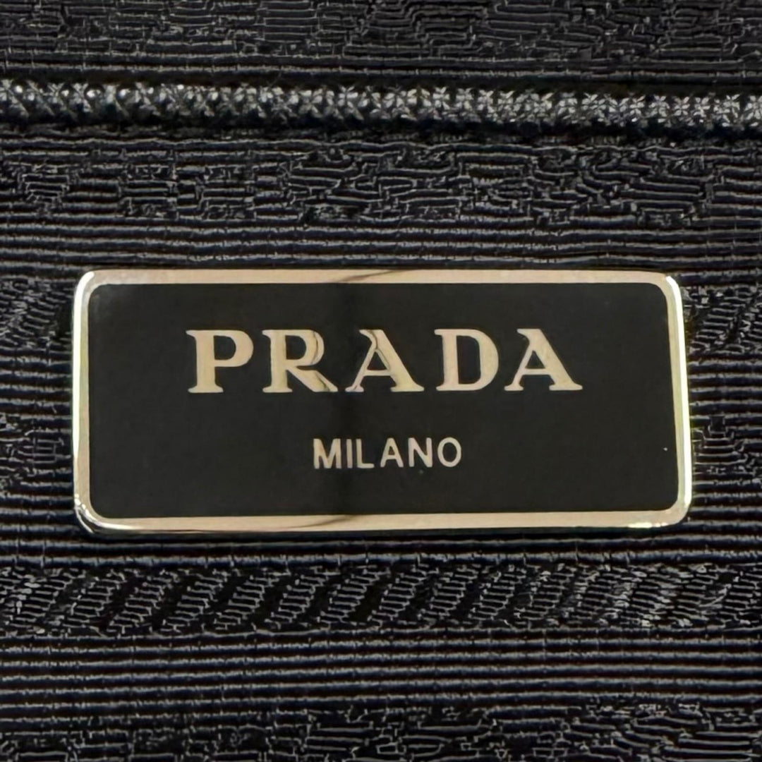 美品▼PRADA プラダ 1BZ039 ナイロン レザー トライアングルロゴ 三角プレート バックパック リュックサック デイパック ブラック 袋付き