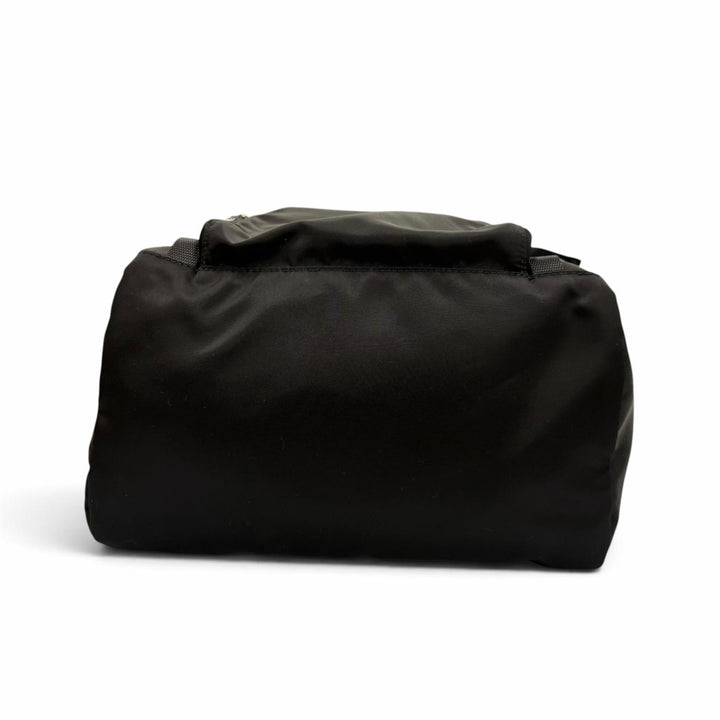 美品▼PRADA プラダ 1BZ039 ナイロン レザー トライアングルロゴ 三角プレート バックパック リュックサック デイパック ブラック 袋付き