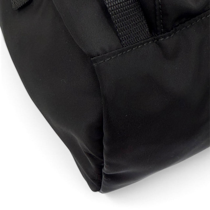 美品▼PRADA プラダ 1BZ039 ナイロン レザー トライアングルロゴ 三角プレート バックパック リュックサック デイパック ブラック 袋付き