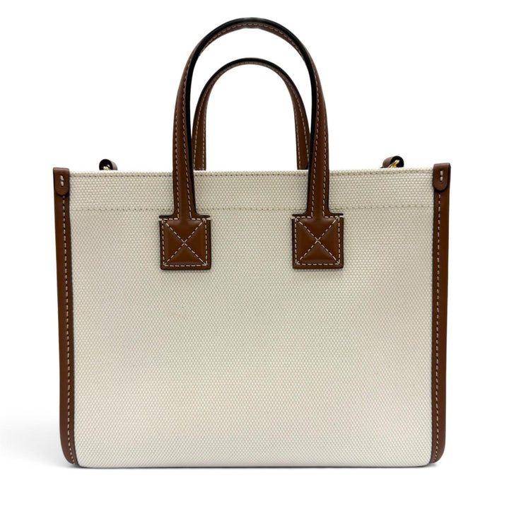 未使用品☆BURBERRY バーバリー 8044143 ミニ フレヤトート キャンバス レザー 2WAY ショルダーバッグ ハンドバッグ ベージュ 保存袋付き