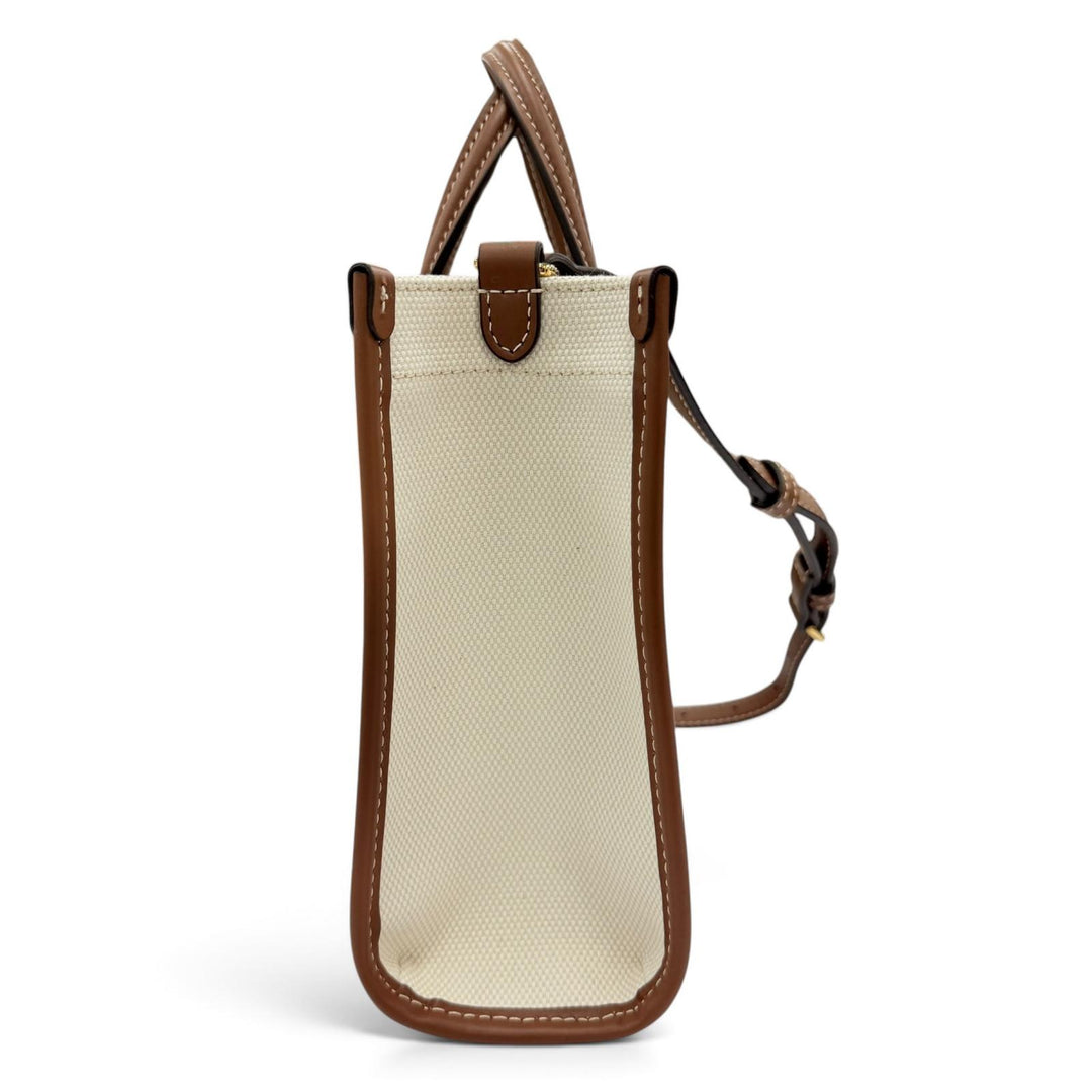 未使用品☆BURBERRY バーバリー 8044143 ミニ フレヤトート キャンバス レザー 2WAY ショルダーバッグ ハンドバッグ ベージュ 保存袋付き