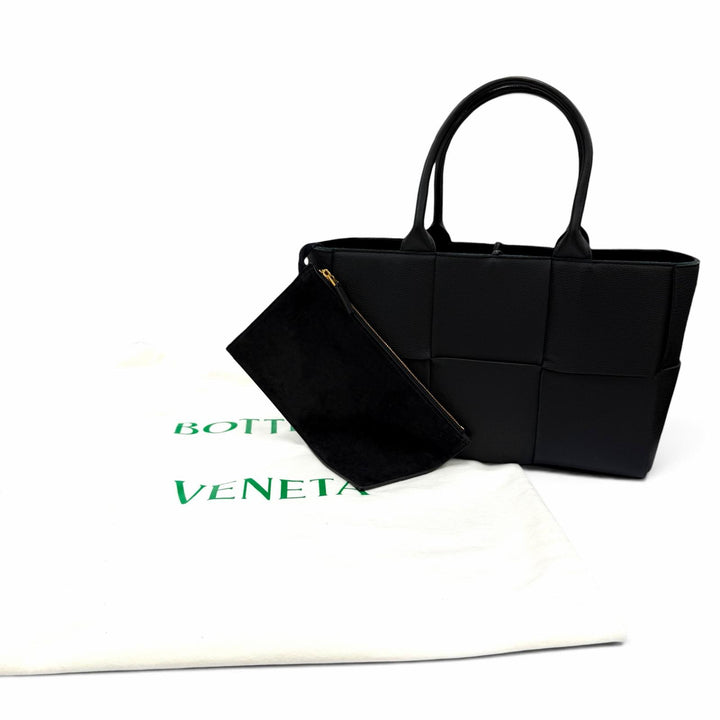 美品☆BOTTEGAVENETA ボッテガヴェネタ 652867 スモール ザ アルコ トートバッグ レザー ポーチ付 ハンドバッグ ブラック 伊製 保存袋付