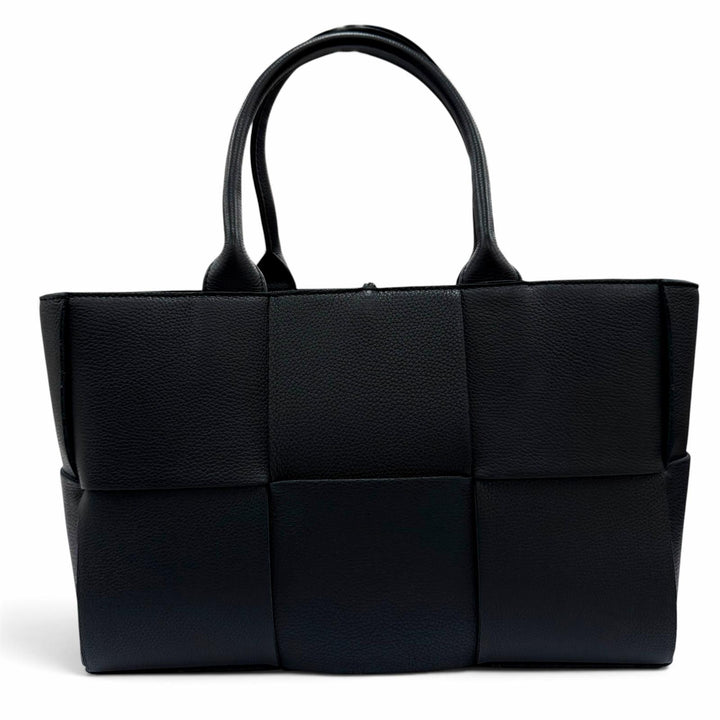 美品☆BOTTEGAVENETA ボッテガヴェネタ 652867 スモール ザ アルコ トートバッグ レザー ポーチ付 ハンドバッグ ブラック 伊製 保存袋付
