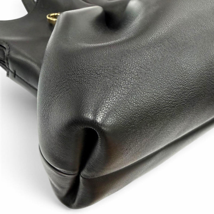 美品☆FERRAGAMO フェラガモ 219960 ガンチーニ ソフトバッグ M ラムナッパレザー 2WAYショルダーバッグ トートバッグ 黒 定価396000円