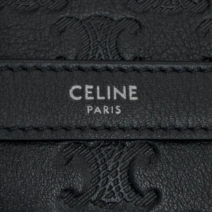 極美品▼CELINE セリーヌ 11700 レザー トリオンフ ミディアム メッセンジャー ショルダーバッグ ブラック シルバー金具 メンズ 保存袋付