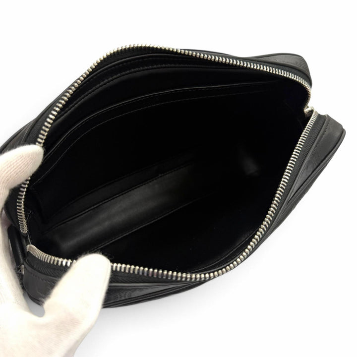 極美品▼CELINE セリーヌ 11700 レザー トリオンフ ミディアム メッセンジャー ショルダーバッグ ブラック シルバー金具 メンズ 保存袋付