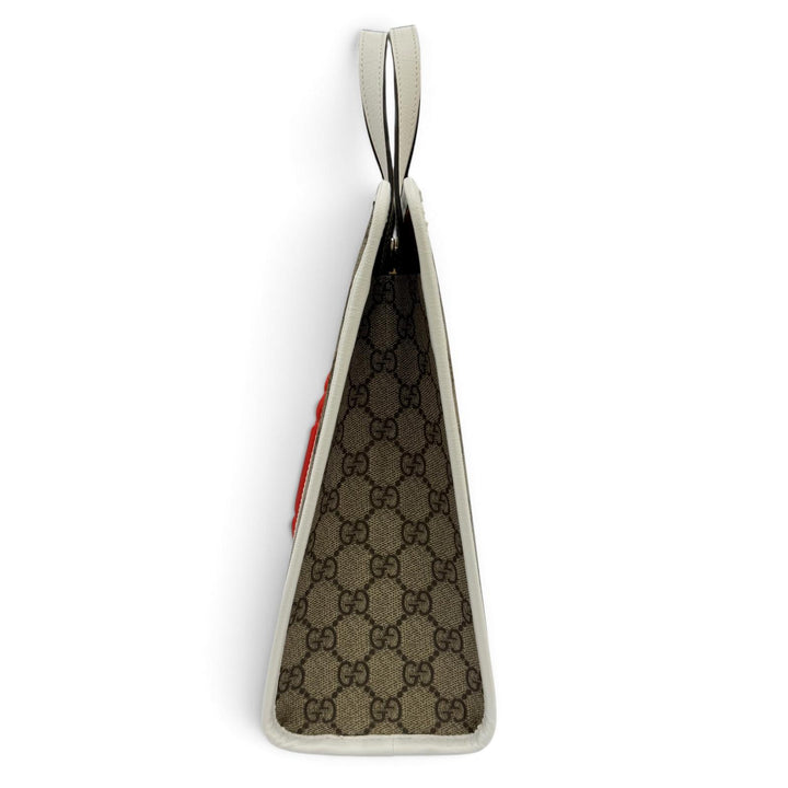 極美品☆GUCCI グッチ 605614 GGスプリーム チルドレンズ ラバーアップル ハンドバッグ トートバッグ ベージュ ホワイト レッド 伊製